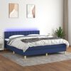 vidaXL Letto a Molle con Materasso e LED Blu 180x200 cm in Tessuto