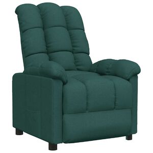 vidaXL Poltrona Reclinabile in Tessuto Verde Scuro