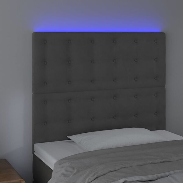 vidaXL Testiera a LED Grigio Scuro 80x5x118/128 cm in Velluto