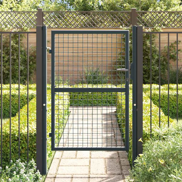 vidaXL Cancello da Giardino in Rete di Acciaio Zincato 100x125 cm Grigio