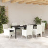 vidaXL Set da Pranzo per Giardino con cuscino 7 pcs Bianco Poly Rattan