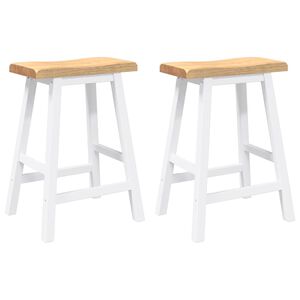 vidaXL Sgabelli da Bar 2 pz Bianchi in Legno Massello di Hevea