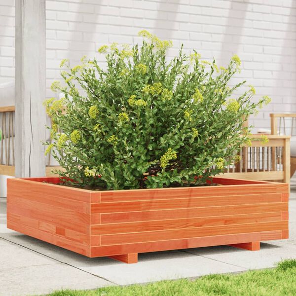 vidaXL Fioriera Giardino Marrone Cera 90x90x26,5cm Legno Massello Pino