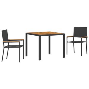 vidaXL Set da Pranzo per Giardino 3 pcs Nero polyrattan