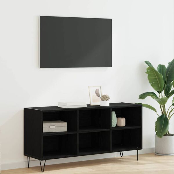 vidaXL Mobile TV Rovere Nero 103,5 x 30 x 50 cm Legno multistrato