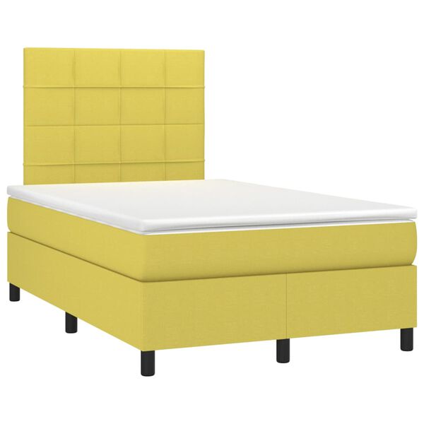 vidaXL Letto a Molle con Materasso e LED Verde 120x200cm in Tessuto