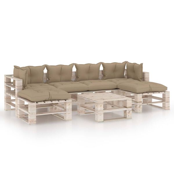 vidaXL Set Divani da Giardino Pallet 7 pz con Cuscini in Legno di Pino