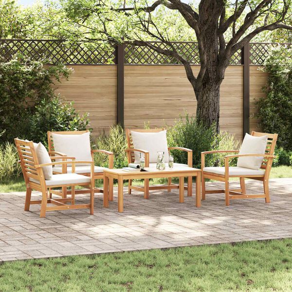 vidaXL Set Divano da Giardino 5 pcs Naturale Legno di teak solido