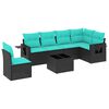 vidaXL Set Divani da Giardino 7 pz con Cuscini Nero in Polyrattan