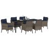 vidaXL Set da Pranzo per Giardino con cuscino 7 pcs Grigio polyrattan