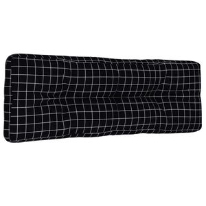 vidaXL Cuscino per Pallet Motivo a Quadri Nero 120x40x12 cm Tessuto