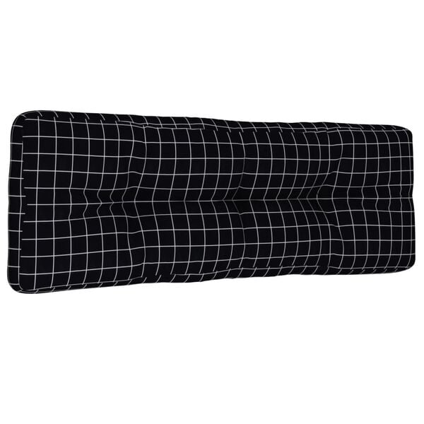 vidaXL Cuscino per Pallet Motivo a Quadri Nero 120x40x12 cm Tessuto