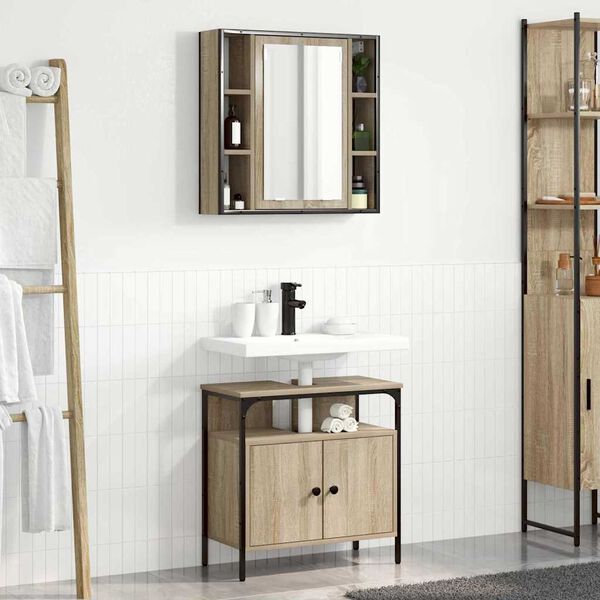 vidaXL Set di mobili per il bagno 2 pcs Marrone Legno multistrato