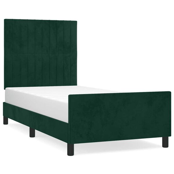 vidaXL Giroletto senza Materasso Verde Scuro 90x190 cm in Velluto