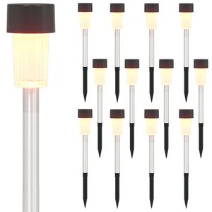 vidaXL Luci solari da esterno con picchetto 12 pz Bianco caldo 29,5 cm