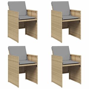 vidaXL Sedie da Giardino con Cuscini 4 pz Beige Misto in Polyrattan