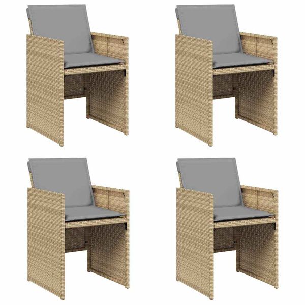 vidaXL Sedie da Giardino con Cuscini 4 pz Beige Misto in Polyrattan