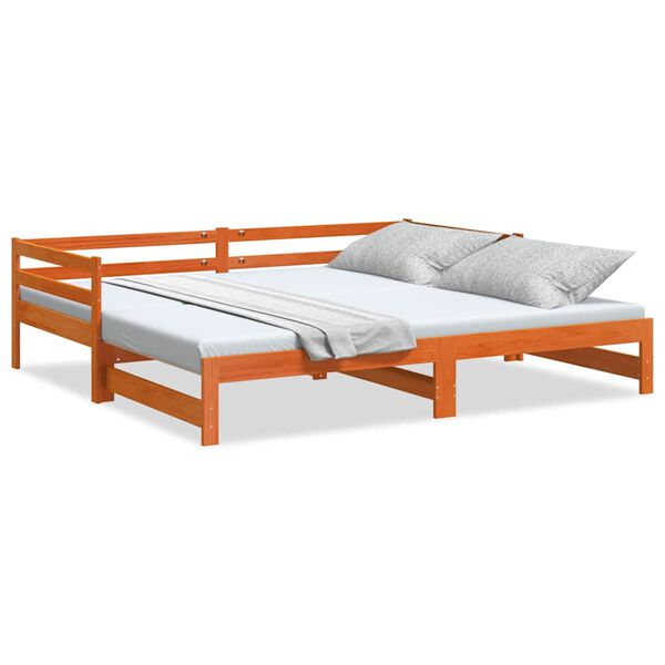 vidaXL Divano Letto con Rotelle senza Materasso Marrone Cera 90x190 cm