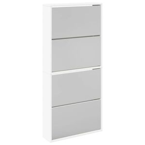 vidaXL Scarpiera a 4 Strati con Specchio Bianca 63x17x134 cm