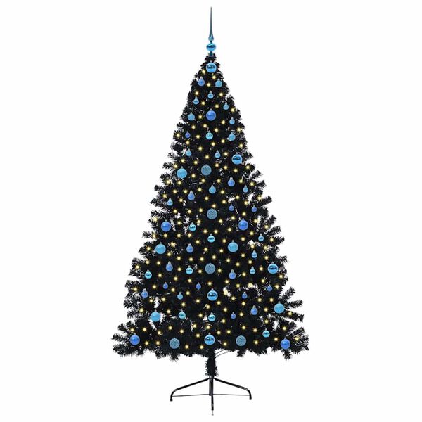 vidaXL Albero di Natale artificiale con luci integrate Nero 210 cm PVC