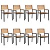 vidaXL Sedie Giardino Impilabili 8 pz Legno Massello Acacia e Metallo