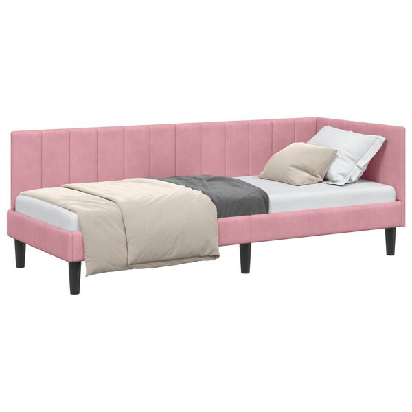 vidaXL Cornice del letto ad angolo Rosa 80 cm x 200 cm Velluto