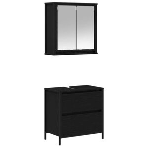vidaXL Set Mobili da Bagno 2 pz Rovere Nero in Legno Multistrato