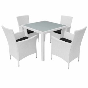 vidaXL Set da Pranzo da Giardino 5 pz in Polyrattan Bianco Crema