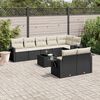 vidaXL Set Divani da Giardino 9 pz con Cuscini Nero in Polyrattan