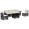 vidaXL Set Divano da Giardino 7 pz Nero e Bianco Crema polyrattan