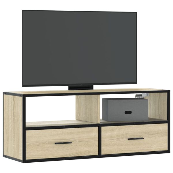 vidaXL Mobile TV Rovere Sonoma 100x31x39,5cm Legno Multistrato Metallo
