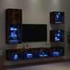 vidaXL Mobili TV a Muro con LED 5pz Rovere Fumo in Legno Multistrato