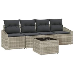 vidaXL Set di divani 5 pz Grigio chiaro e grigio scuro polyrattan