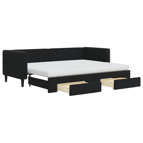 vidaXL Divano Letto Estraibile con Cassetti Nero 80x200 cm in Velluto