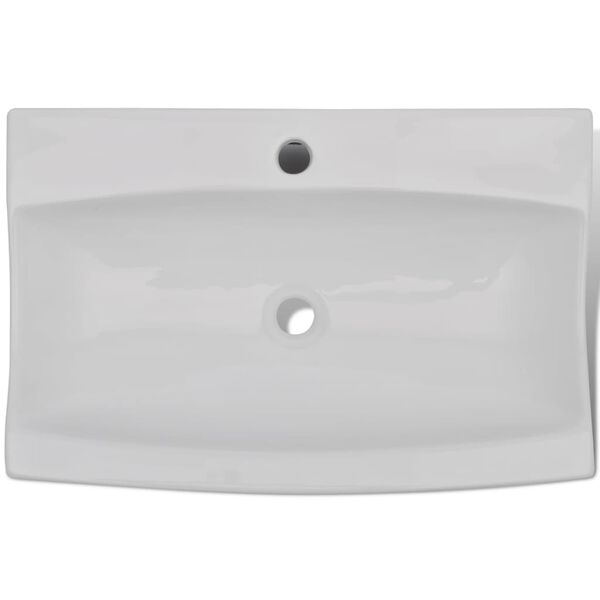 Lavello Bianco ceramica rettangolare con foro rubinetto 62,5 x 39,5 cm