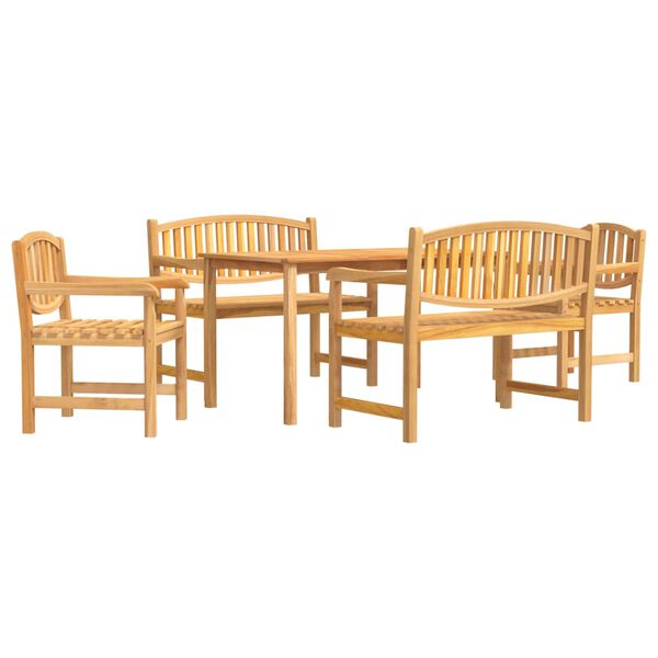 vidaXL Set da Pranzo per Giardino 5 pz in Legno Massello di Teak