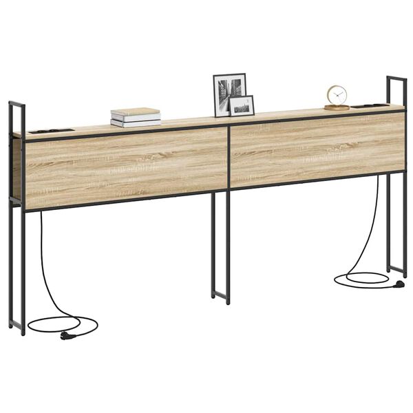 vidaXL Testiera con Stazione di Carica e Storage rovere sonoma 200 cm