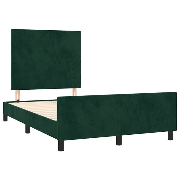 vidaXL Giroletto senza Materasso Verde Scuro 120x200 cm in Velluto