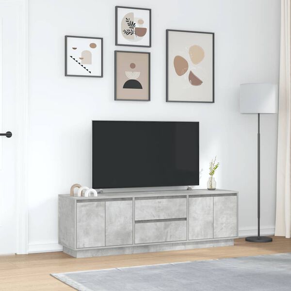 vidaXL Mobile Porta TV con Luci LED Grigio Cemento 160,5x41x50 cm