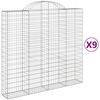 vidaXL Cesti Gabbioni ad Arco 9 pz 200x50x180/200 cm Ferro Zincato