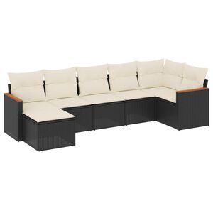 vidaXL Set Divani da Giardino con Cuscini 7pz Nero Polyrattan