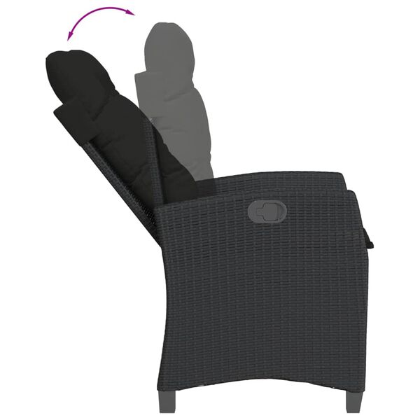 vidaXL Set da Pranzo da Giardino 7 pz Nero con Cuscini in Polyrattan