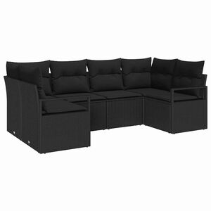 vidaXL Set di divani con cuscino 6 pcs Nero polyrattan