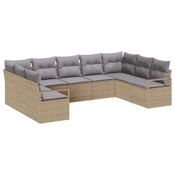vidaXL Set Divano da Giardino 9 pcs Beige e Grigio Chiaro polyrattan