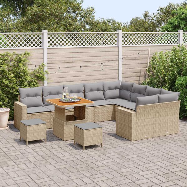 vidaXL Set Divano da Giardino 13 pcs Beige e Grigio Chiaro polyrattan