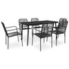 vidaXL Set da Pranzo da Esterni 7 pz in Corda di Cotone e Acciaio Nero