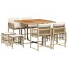 vidaXL Set da Pranzo da Giardino 9 pz con Cuscini Beige in Polyrattan