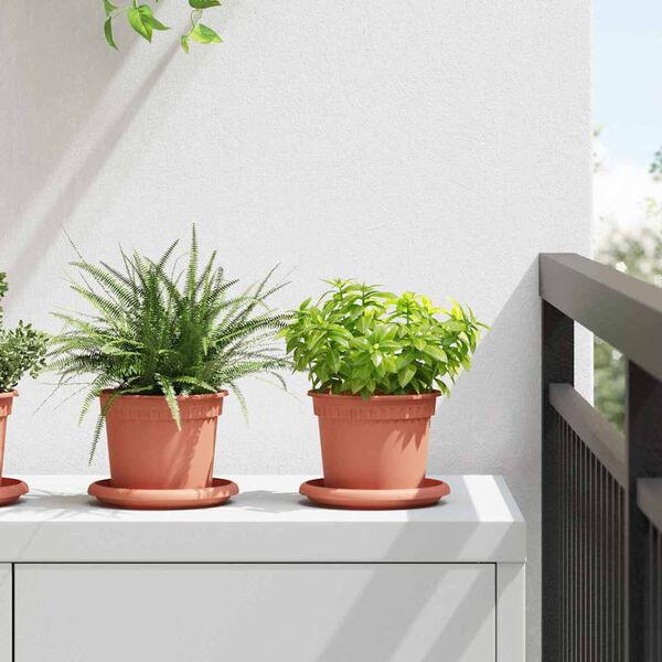 vidaXL Vaso Rotondo per Fiori 24 pcs Rosso Mattone &Oslash; 12,5 x 10 cm