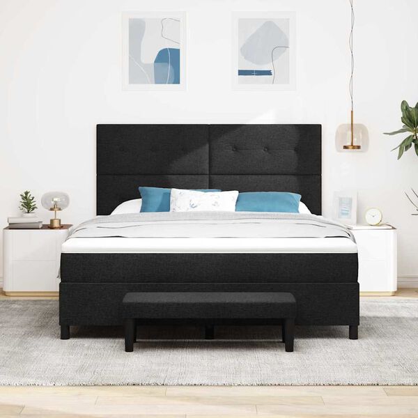vidaXL Letto a molle con materasso Nero 180 x 200 cm Tessuto