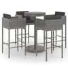 vidaXL Set da Bar da Giardino 5 pz con Cuscini in Polyrattan Grigio